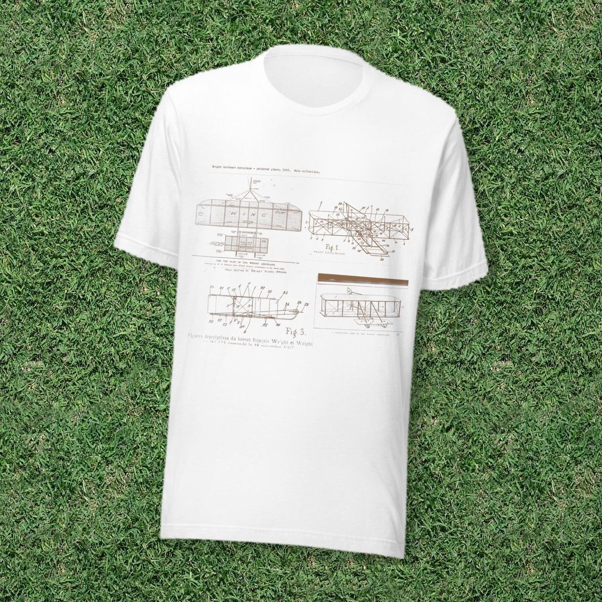 Wright Brothers Patent Shirt, Vintage Airplane Blueprint Tee, Pilot Aviation Gift, Unisex T-Shirt