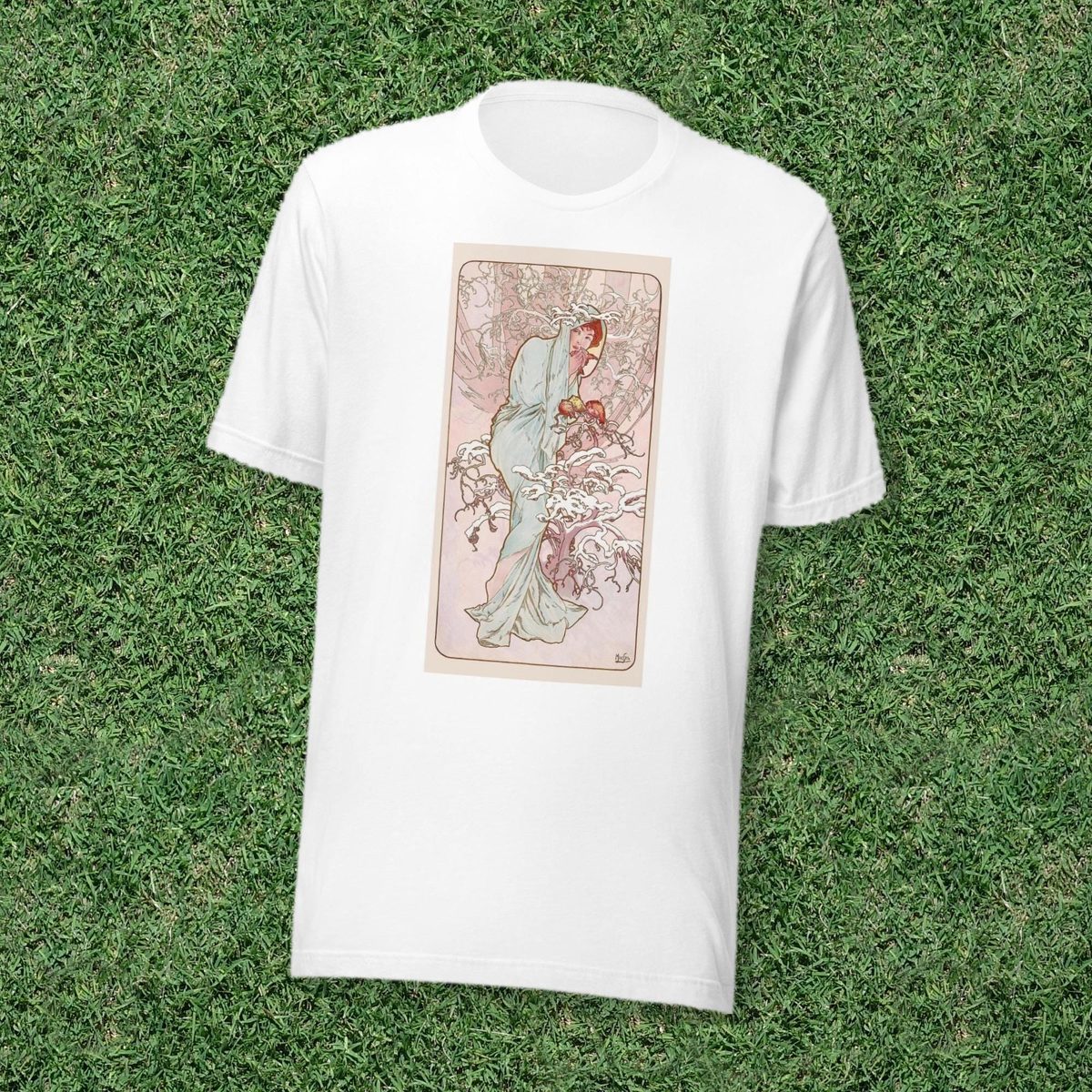 Alphonse Mucha Winter Art Nouveau T-Shirt, Fine Art Lover Gift