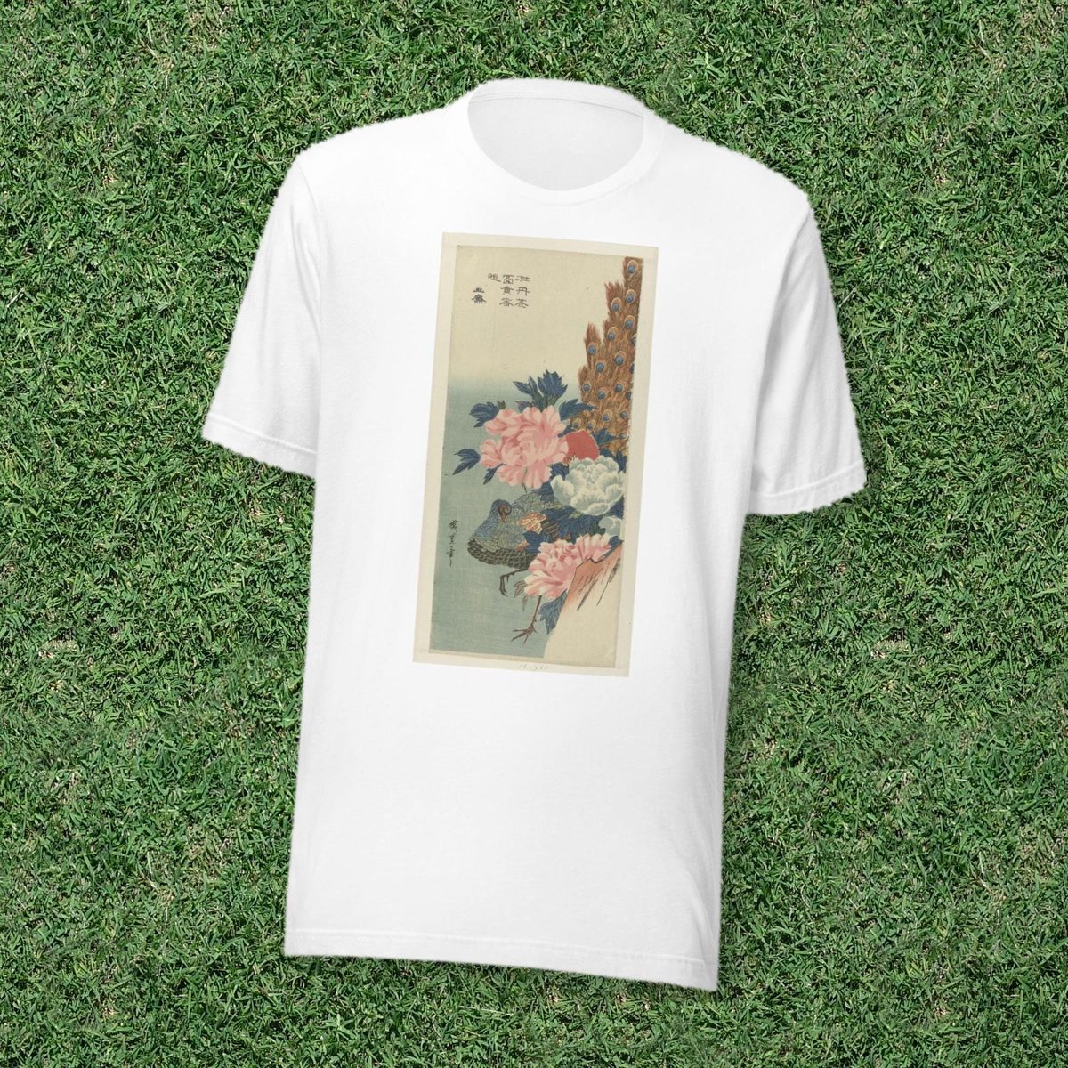 Hiroshige Peacock Shirt, Japanese Woodblock Art Tee, Ukiyo-e Bird Print, Japan Lover Gift T-Shirt
