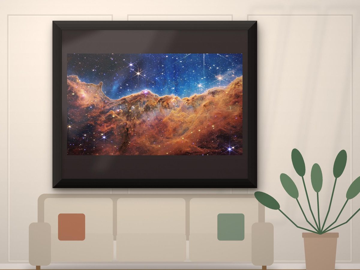 James Webb Space Telescope Carina Nebula 2022 Print, Cosmic Cliffs Wall Art (Framed or Unframed)