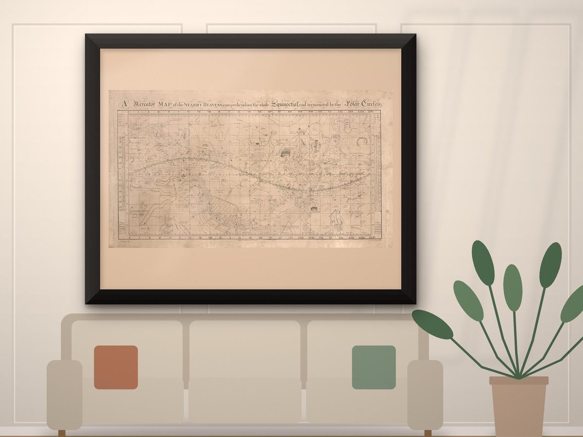 1810 Star Map Print, Antique Constellation Chart, Astronomy Wall Art (Framed)