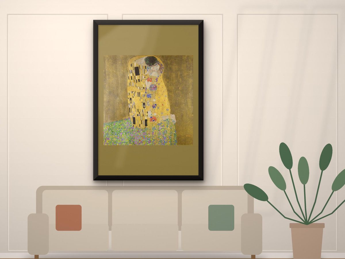 Gustav Klimt The Kiss 1908 Print, Gold Art Nouveau Wall Art, Romantic Bedroom Decor