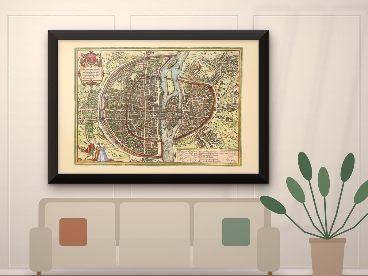 Braun and Hogenberg 1572 Paris Map Print, Civitates Orbis Terrarum Antique City Map, Renaissance Wall Art (Framed or Unframed)