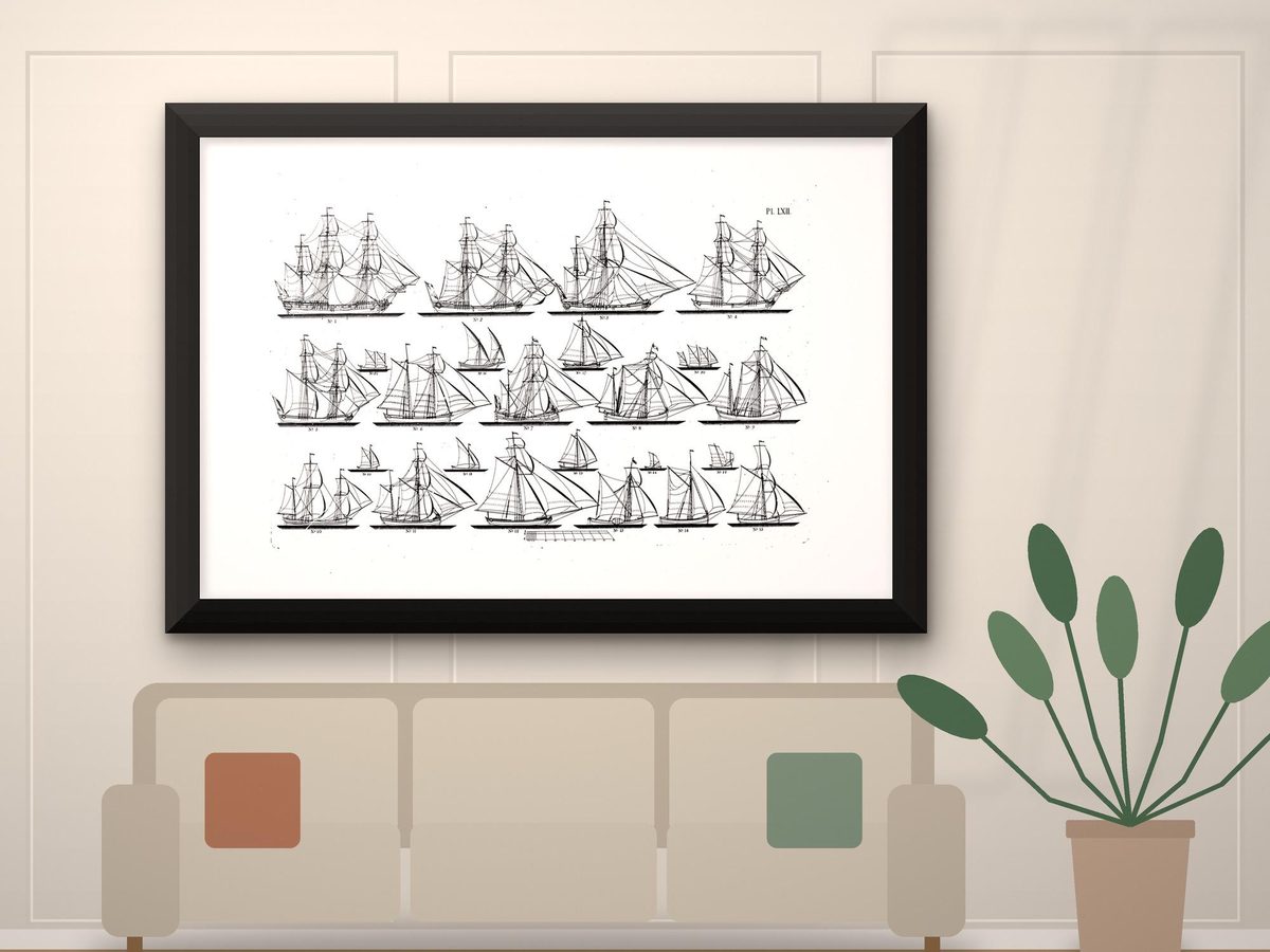 Fredrik Henrik af Chapman 1768 Sailing Ship Engraving, Architectura Navalis Mercatoria Plate, Nautical Wall Art (Public Domain)