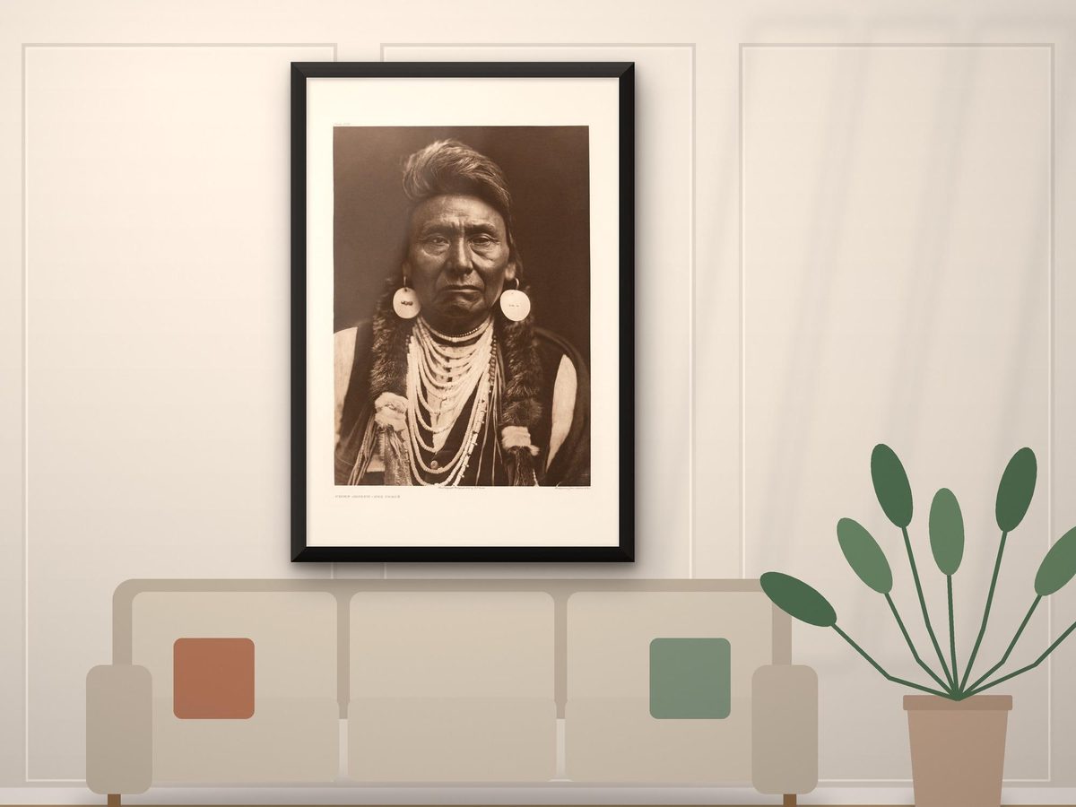 Edward S. Curtis Chief Joseph 1903 Portrait Print, Nez Perce Photograph, Native American Study Art (Print)