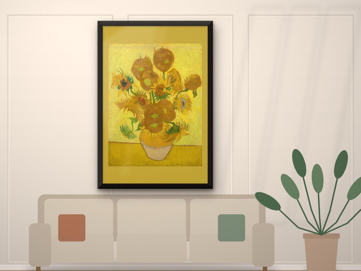 Vincent van Gogh Sunflowers 1889 Print, Post-Impressionist Yellow Wall Art (Public Domain)