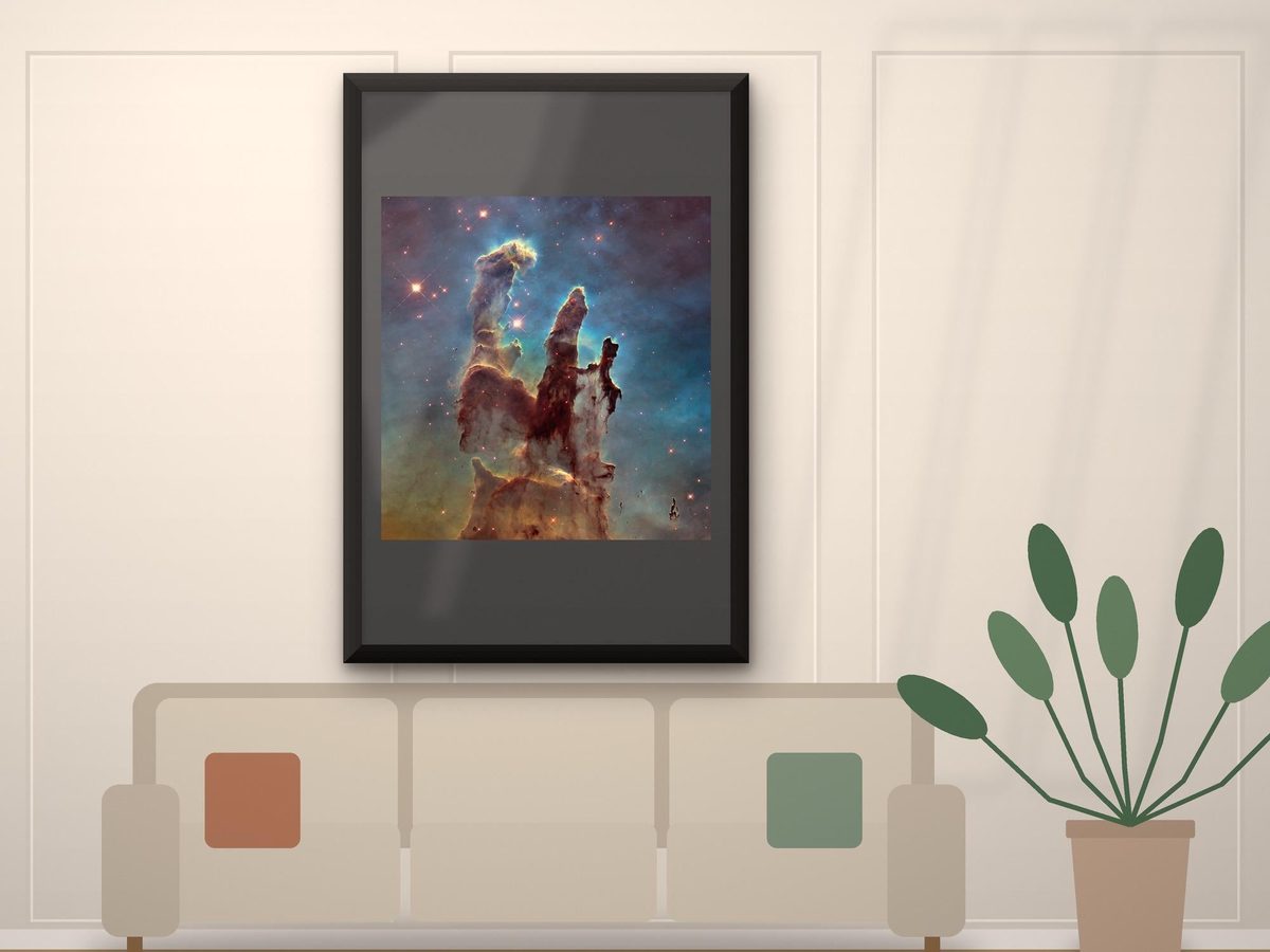 Pillars of Creation Hubble Telescope Print, NASA Space Art (Public Domain)