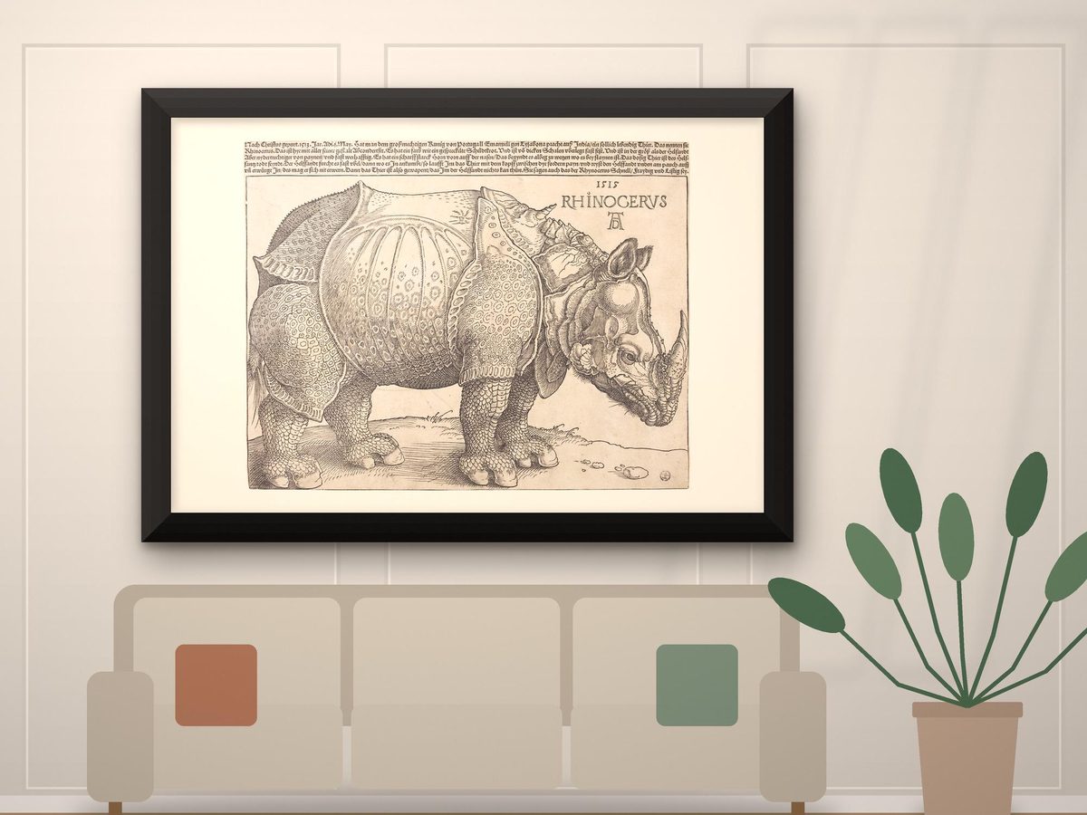 Albrecht Durer The Rhinoceros 1515 Print, Renaissance Woodcut, Vintage Animal Wall Art, Study Decor, Vintage Poster