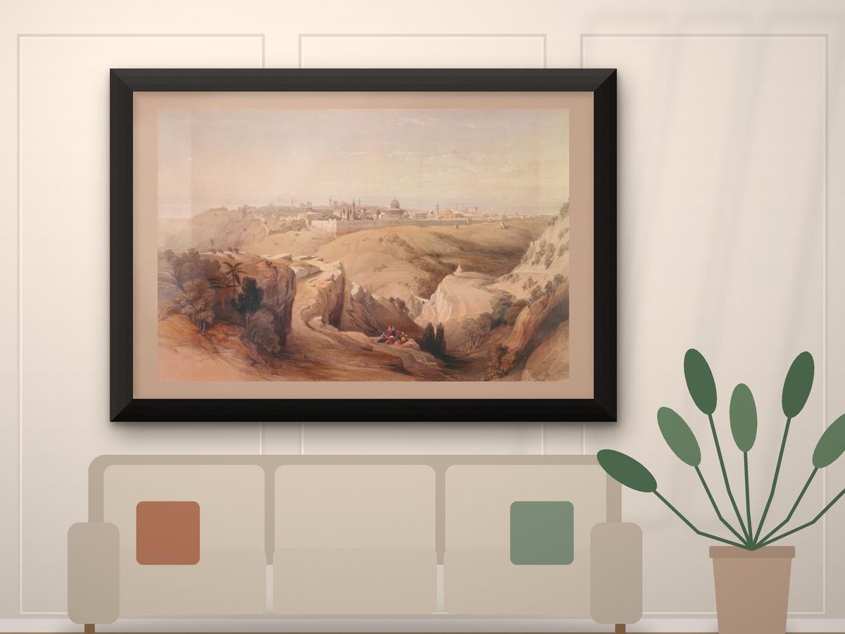 David Roberts Jerusalem from the Mount of Olives 1839 Print, Holy Land Painting, Vintage Wall Art