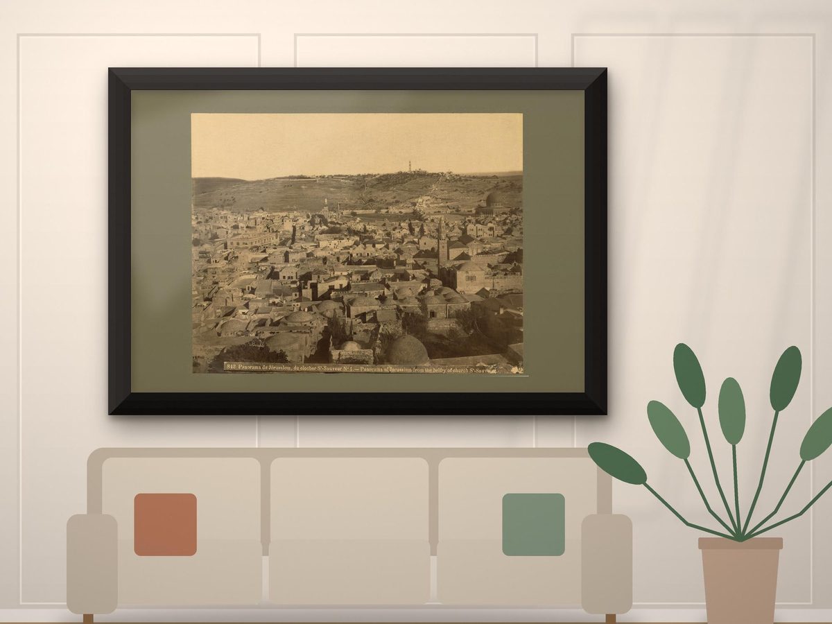 Felix Bonfils 1870s Jerusalem Panorama Print, Old City Antique Albumen Photo, Holy Land Wall Art (Public Domain)