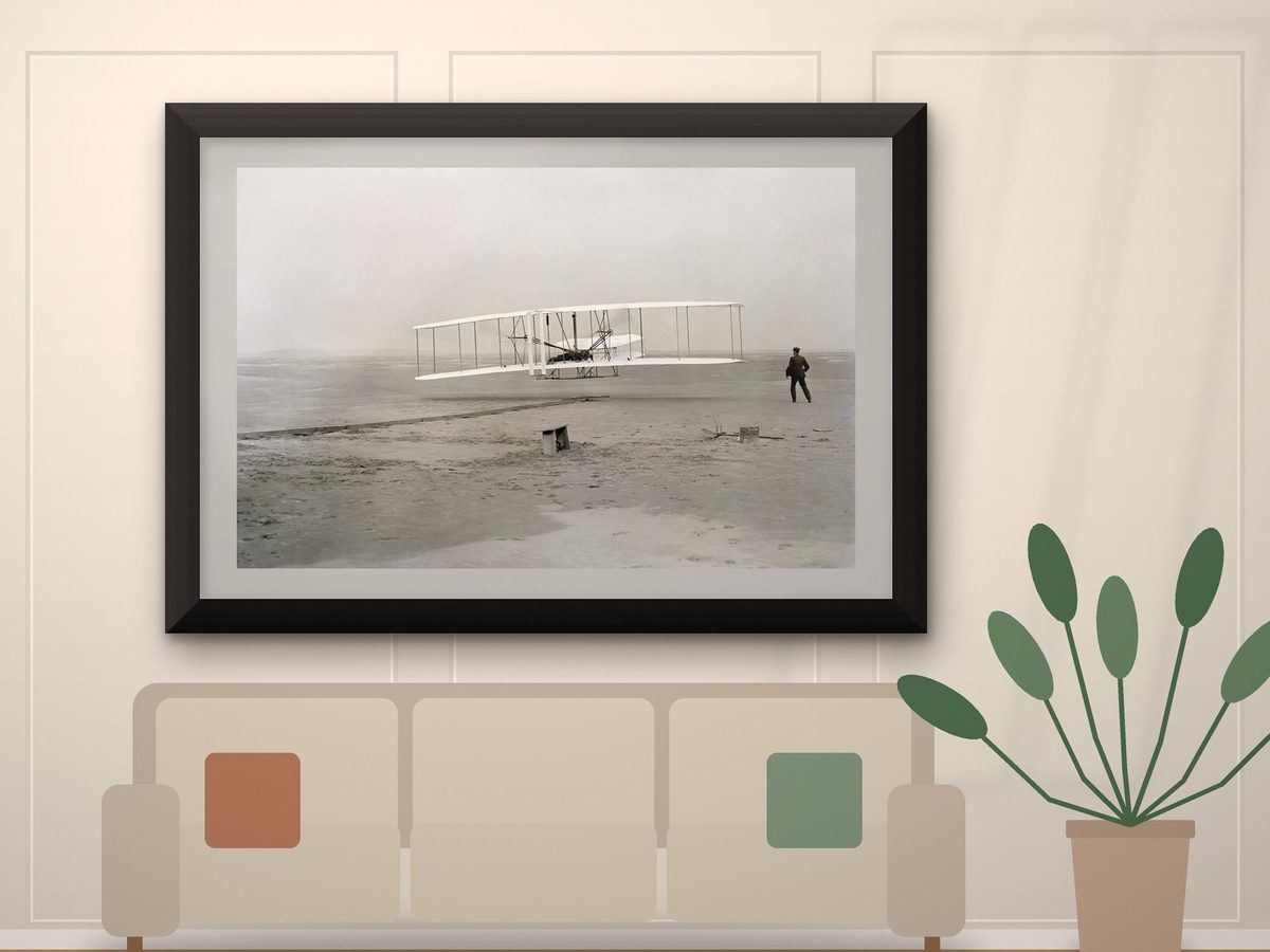 Wright Brothers First Flight Kitty Hawk 1903 Print, Aviation History Photo Wall Art, Office Decor, Vintage Poster