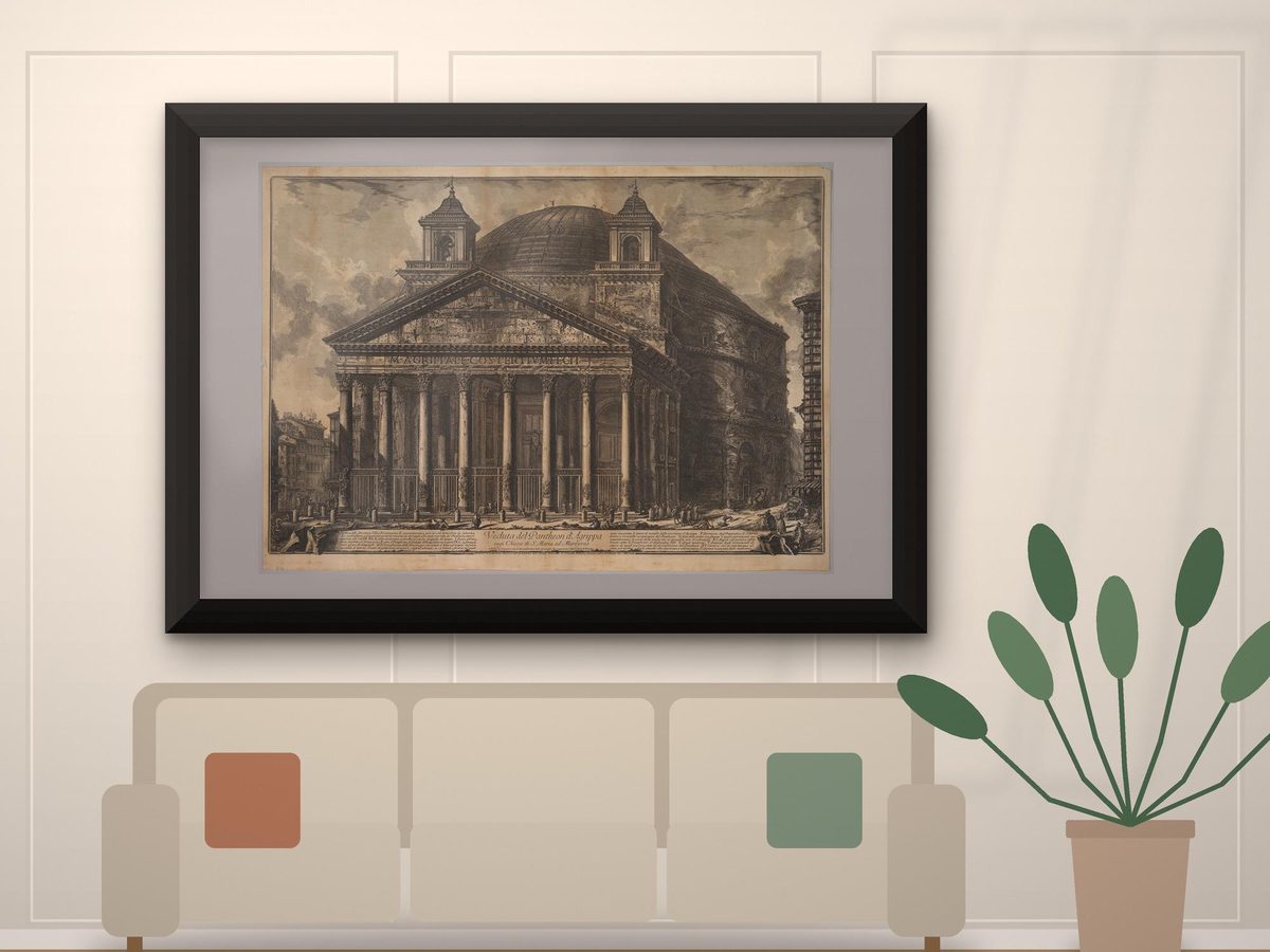 Pantheon Rome Print, Antique Architectural Elevation, Classical Italian Wall Art, Office Decor, Vintage Poster
