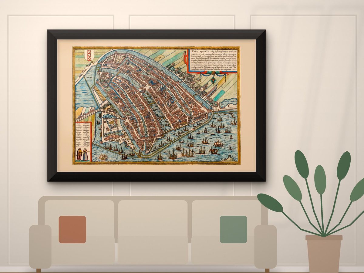 Braun and Hogenberg Amsterdam Map Print, Civitates Orbis Terrarum 16th Century Dutch City View (Fine Art Paper)