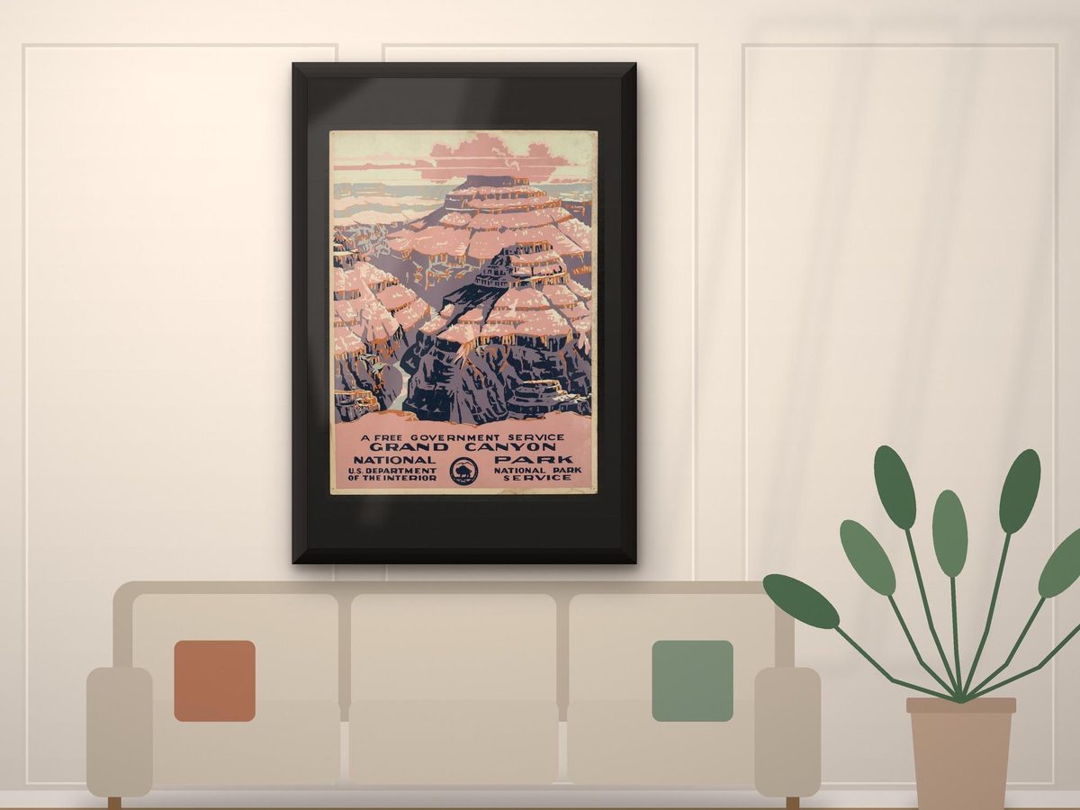 Grand Canyon National Park WPA Poster Print, 1930s National Park Service Style Travel Art