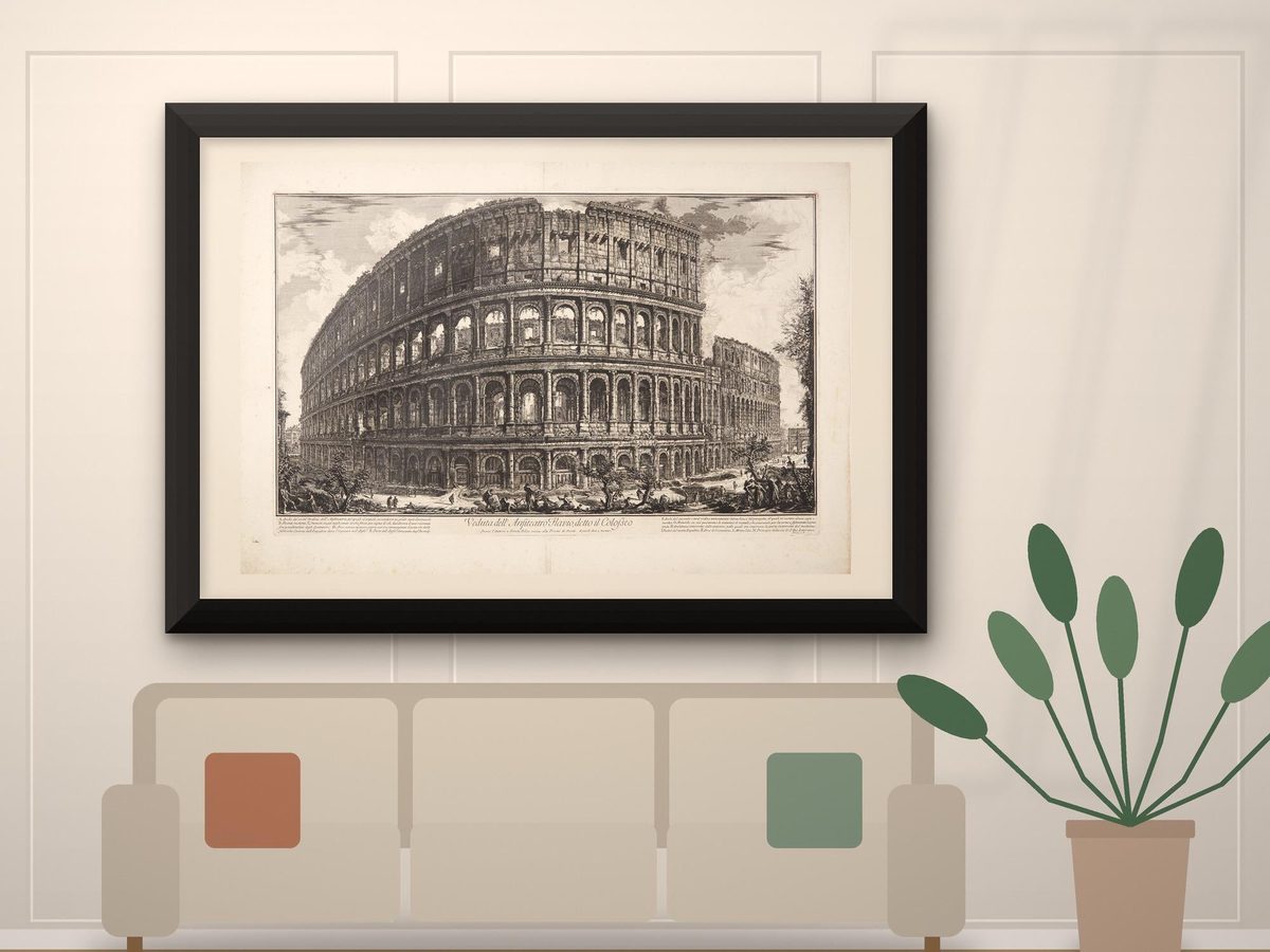Giovanni Battista Piranesi Colosseum 1760 Engraving, Vedute di Roma, Italian Architecture Wall Art (Print)