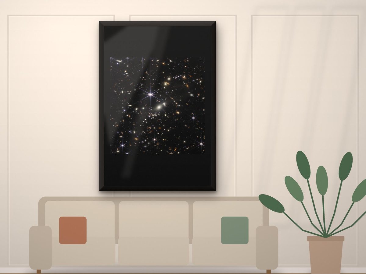 James Webb Space Telescope First Deep Field 2022 Print, Galaxy Cluster Space Art (Framed or Unframed)