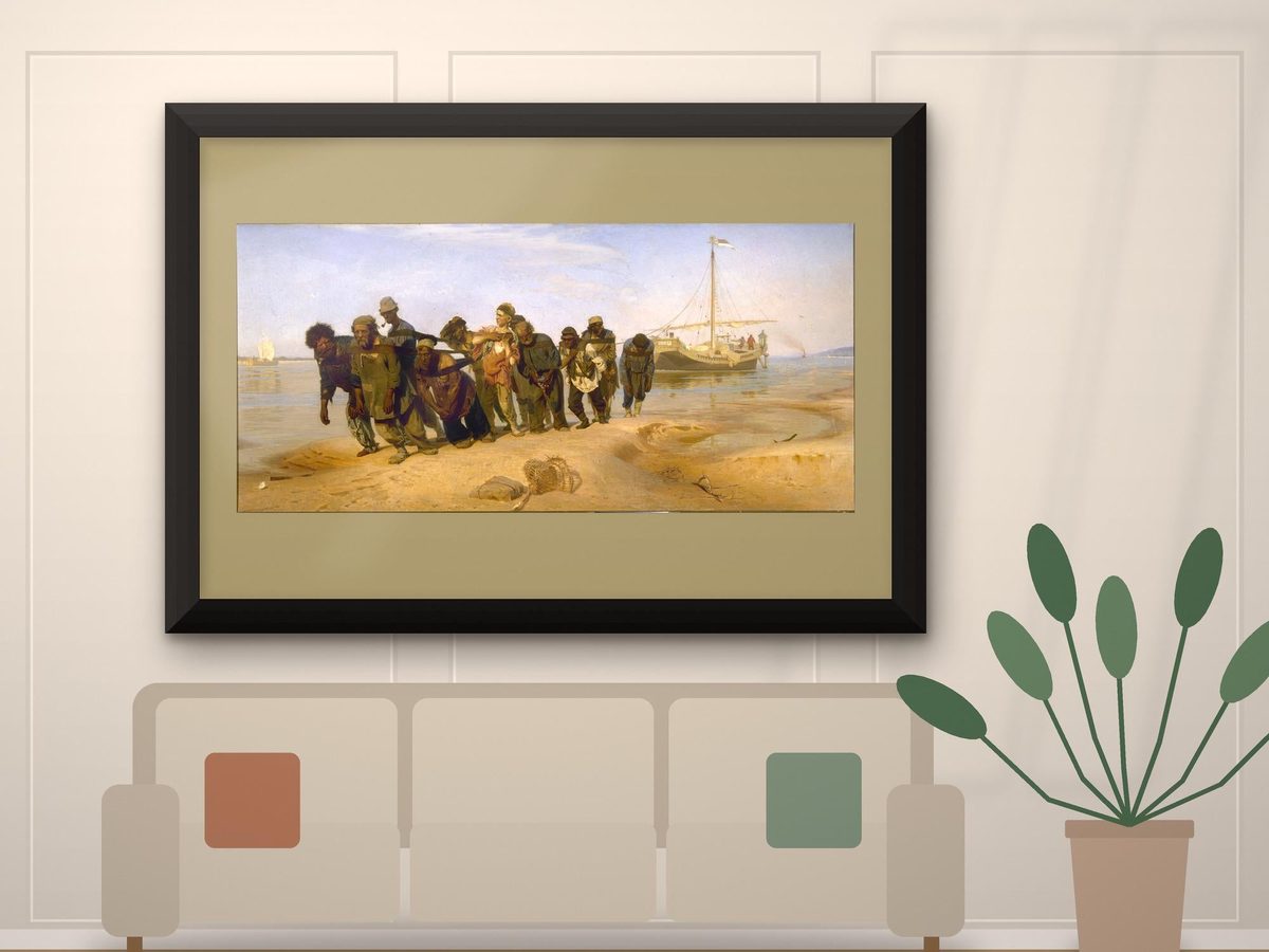 Ilya Repin Barge Haulers on the Volga 1870-73 Print, Russian Realist Wall Art (Framed or Unframed)