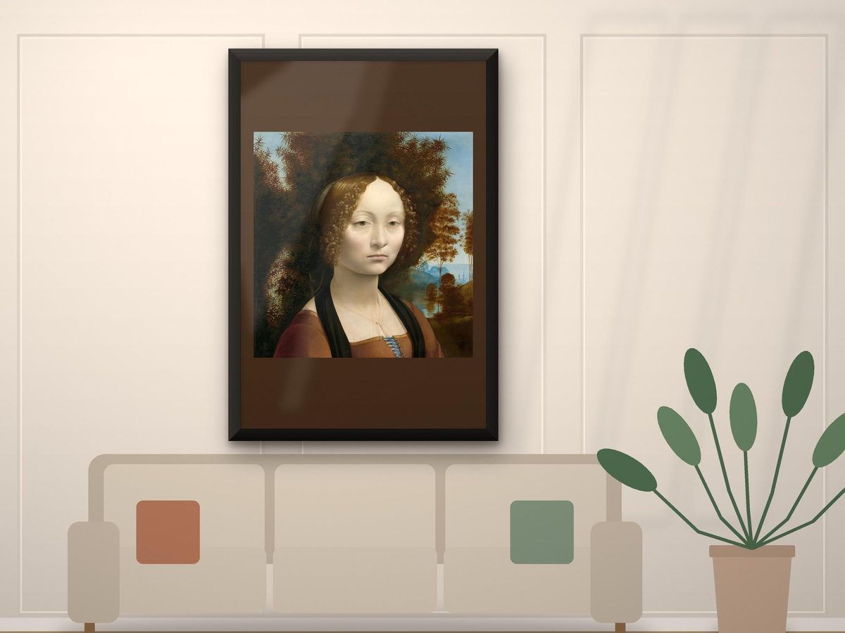 Leonardo da Vinci Ginevra de' Benci c1474 Print, Renaissance Portrait Wall Art, Bedroom Decor, Poster or Framed Print