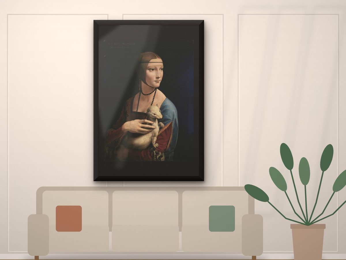 Leonardo da Vinci Lady with an Ermine c1489 Print, Renaissance Portrait Wall Art (Framed or Unframed)