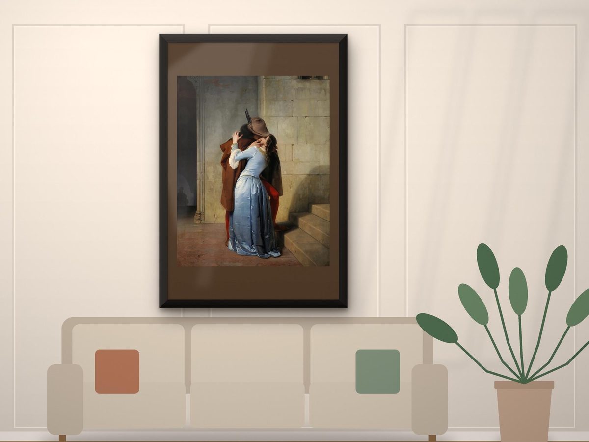 Francesco Hayez The Kiss 1859 Print, Italian Romantic Painting Wall Art, Bedroom Decor, Poster or Framed Print
