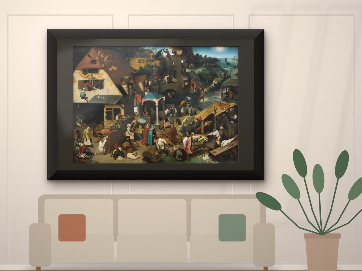 Pieter Bruegel Netherlandish Proverbs 1559 Print, Flemish Renaissance Wall Art, Kitchen Decor, Poster or Framed Print