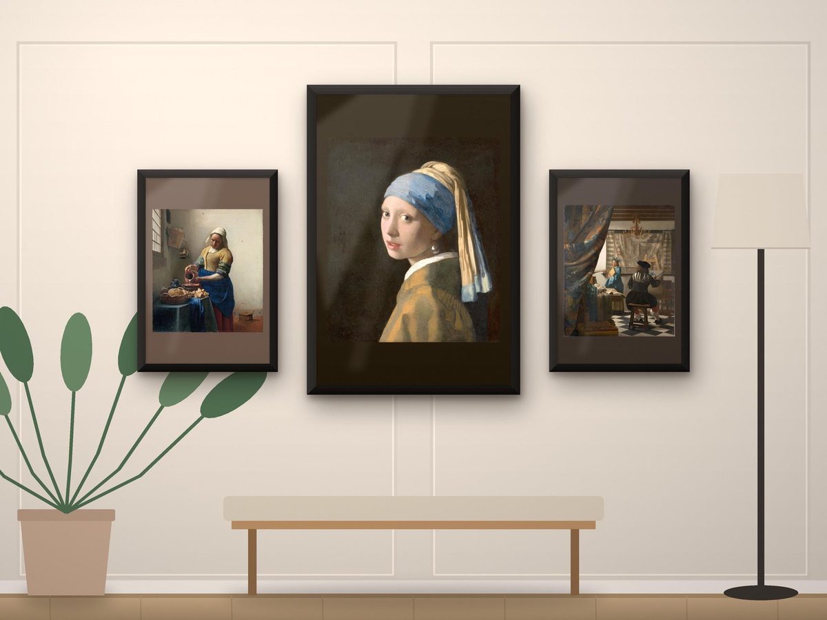 Johannes Vermeer Print Set of 3, Girl with a Pearl Earring, The Milkmaid, The Art of Painting, Matching Dutch Master Poster or Framed Set