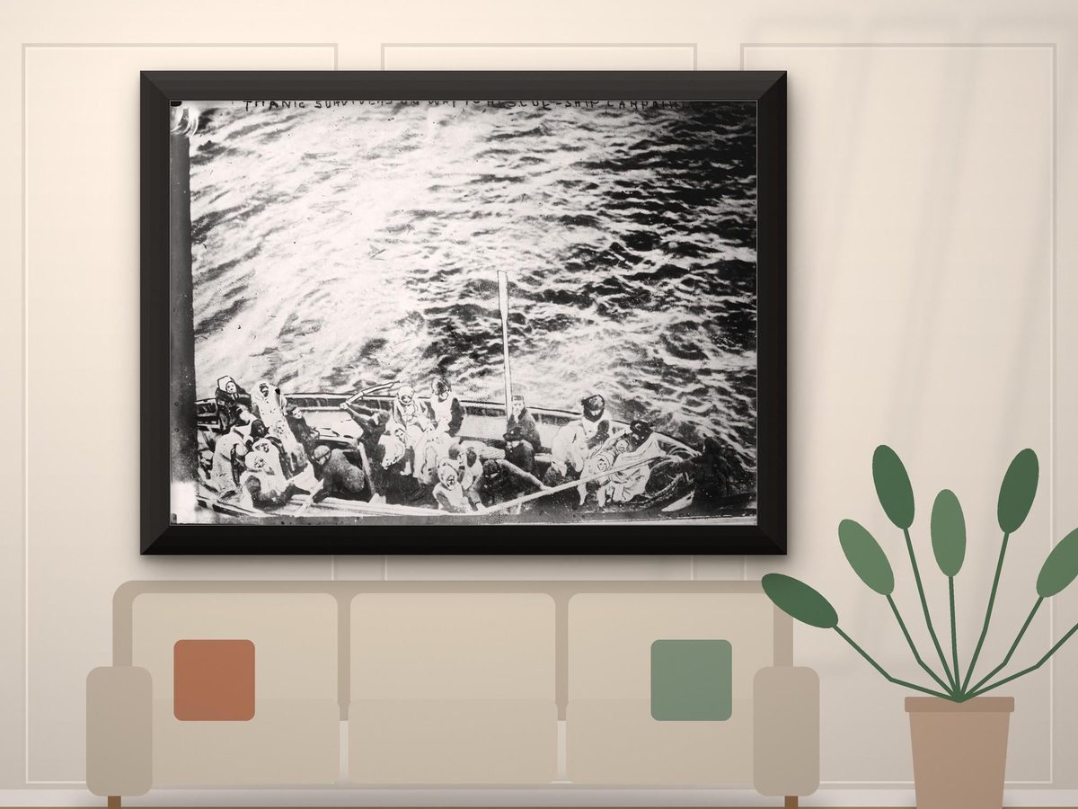 Titanic Survivors Lifeboat Photo, 1912 RMS Titanic Rescue Print, Vintage Ocean Liner Wall Art, Maritime History Decor