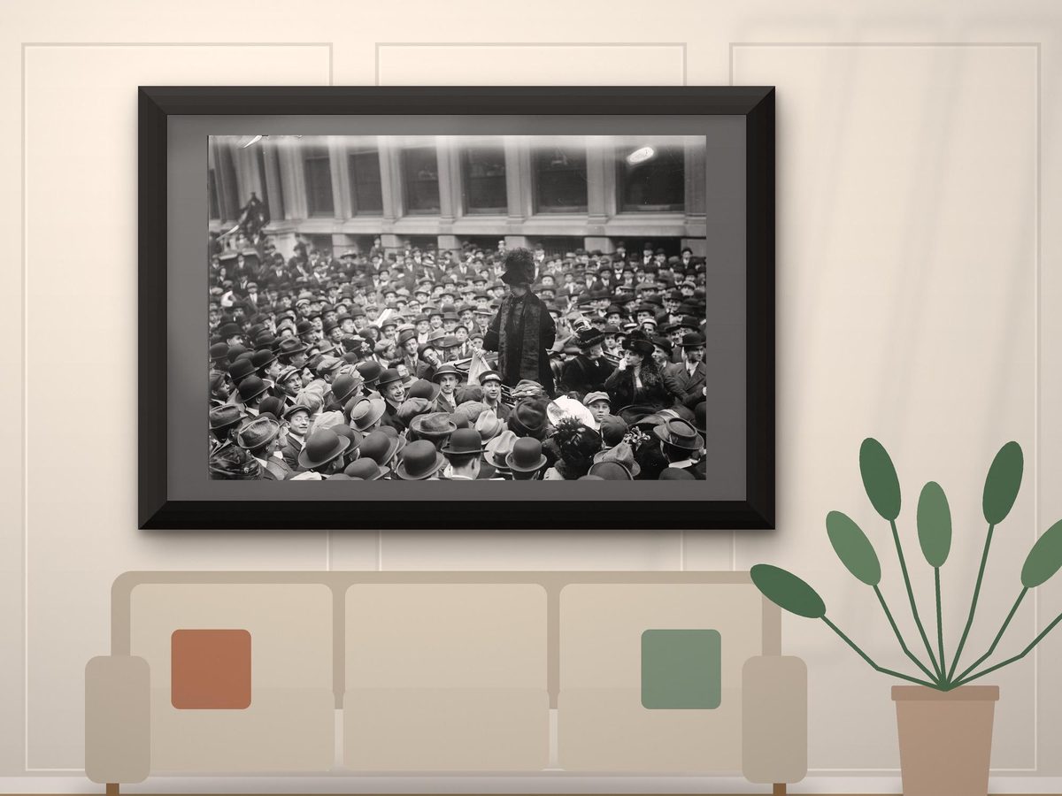 Emmeline Pankhurst Wall Street 1911 Crowd Photo Print, Suffragette Speech New York, Vintage Photograph Wall Art, Conversation Piece