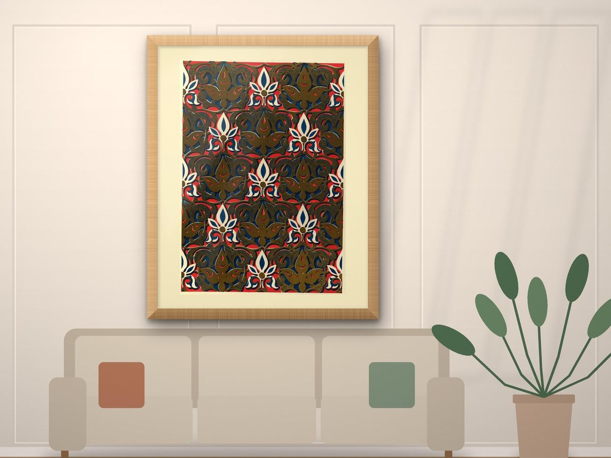 Owen Jones 1845 Alhambra Plate XIV Moresque Palmette Diaper, Islamic Geometric Print, Moorish Wall Art, Antique Chromolithograph