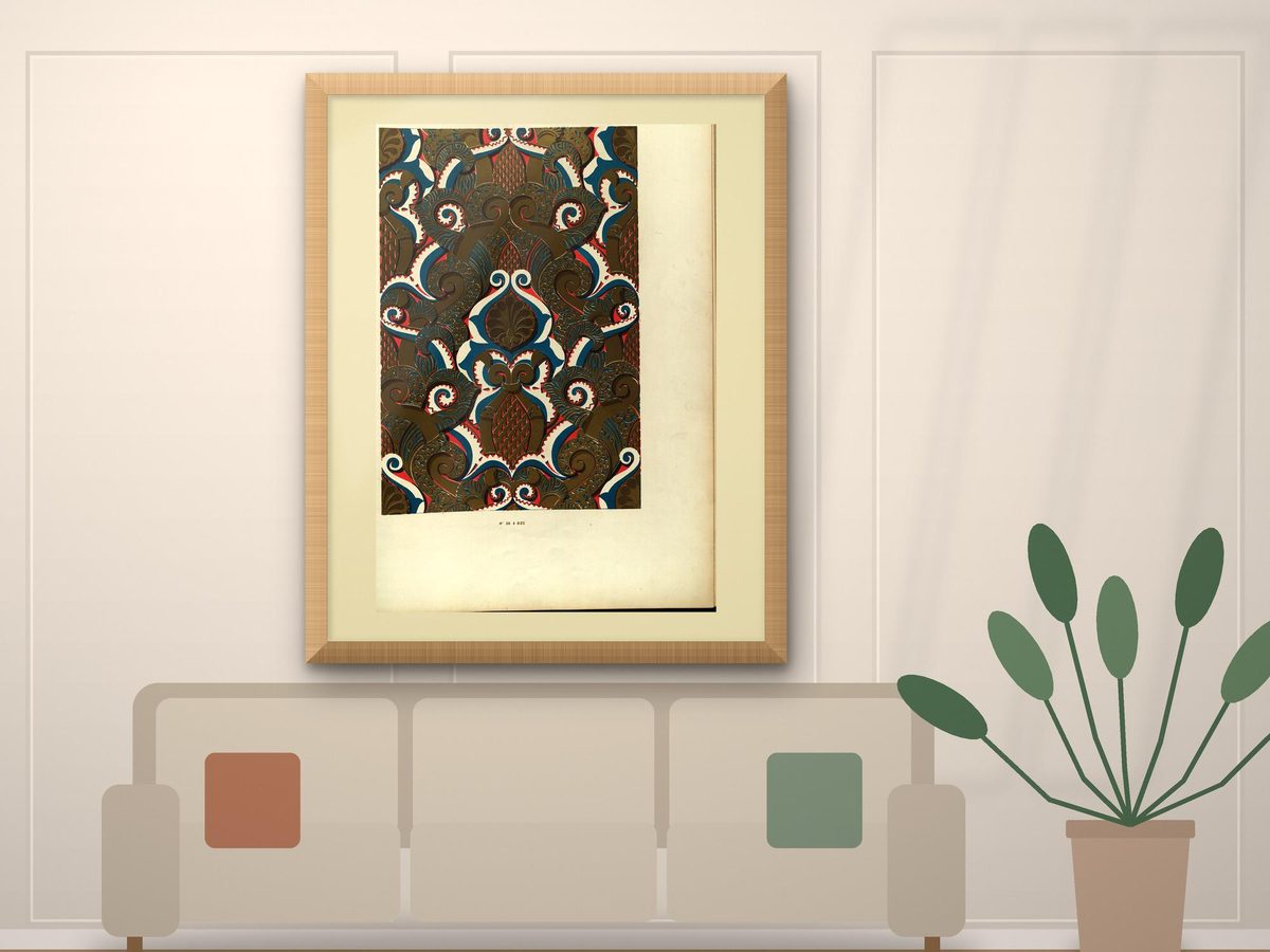 Owen Jones 1845 Alhambra Plate XXXIII Arabesque Scrollwork, Moorish Pattern Print, Blue & White Islamic Wall Art, Chromolithograph