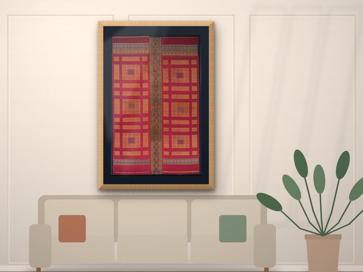 Nasrid Silk Curtain 1300s Alhambra Palace Granada, Moorish Textile Print, Islamic Geometric Wall Art, Red & Gold Antique Pattern
