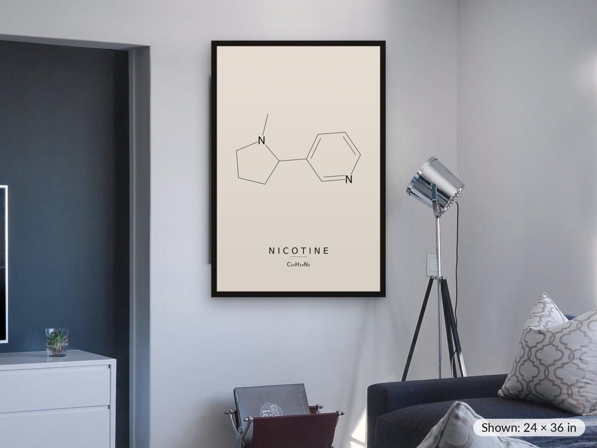 Nicotine Molecule Print, Chemistry Wall Art, Minimalist Science Poster, Pharmacology Gift, Lab Decor