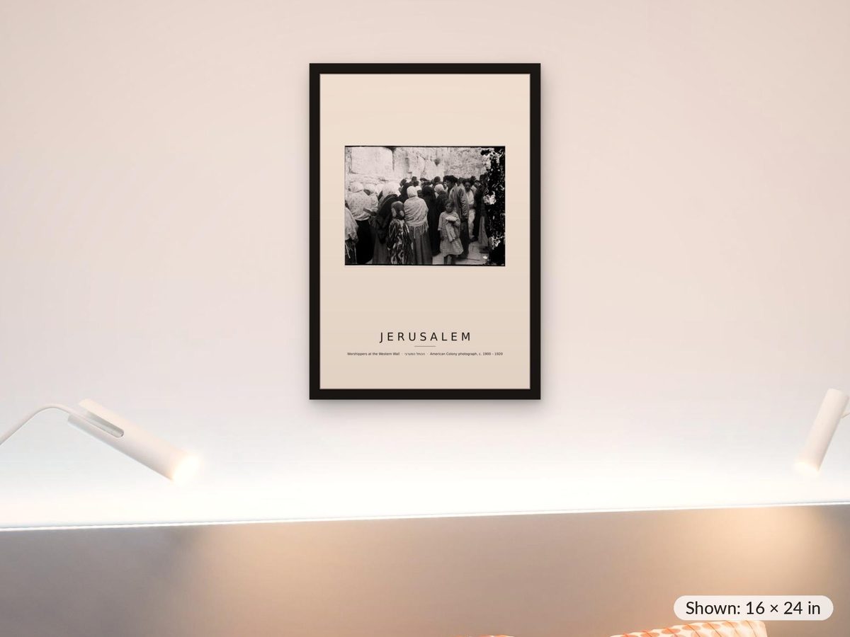 Western Wall Jerusalem Photo Print, Jews at the Kotel c1910 American Colony Photograph, Judaica Wall Art, Jewish Gift, Israel Poster