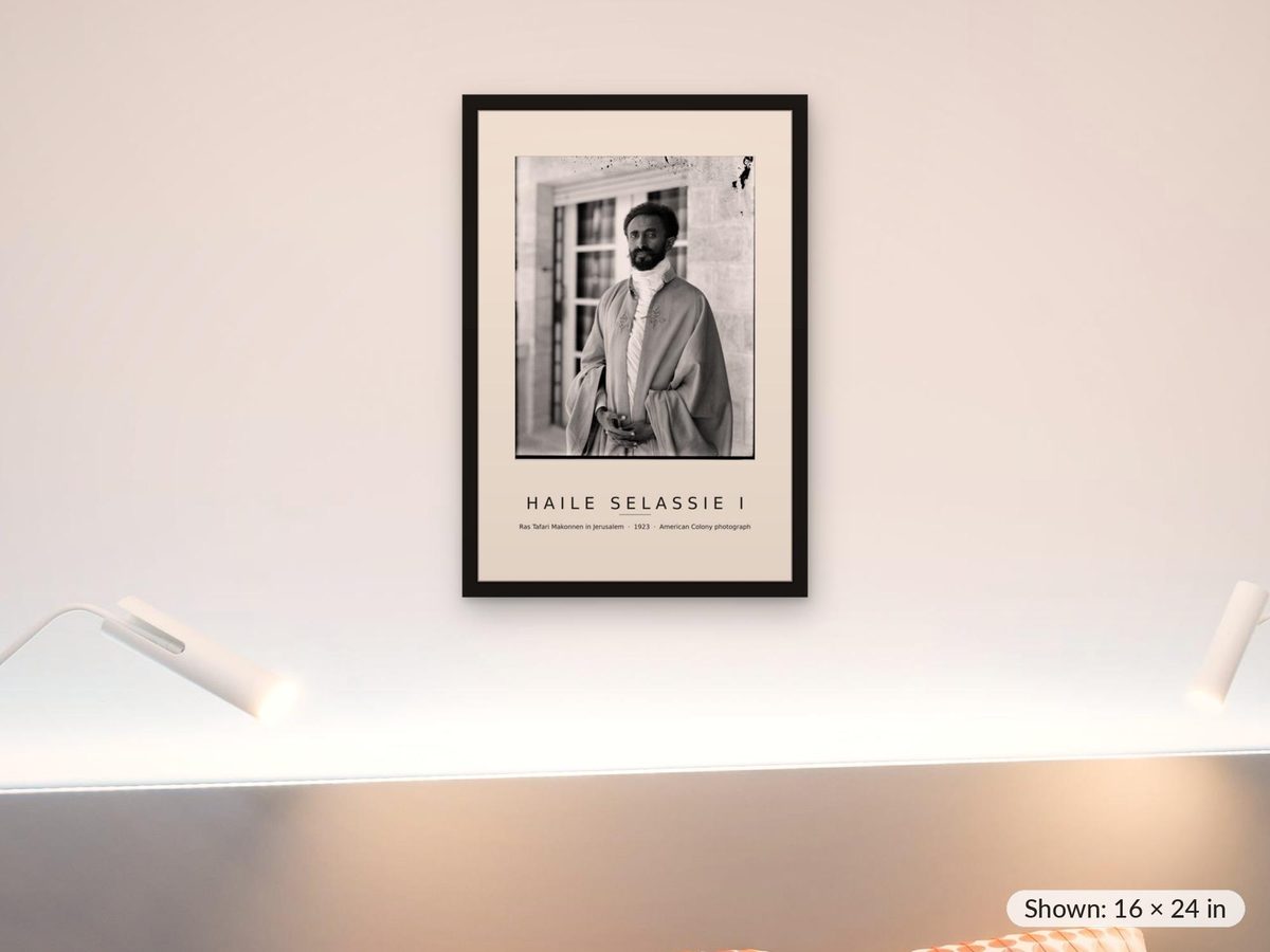 Haile Selassie Portrait Print, Ras Tafari in Jerusalem 1923 Photograph, Ethiopian Emperor Wall Art, Ethiopia Heritage Gift, Lion of Judah