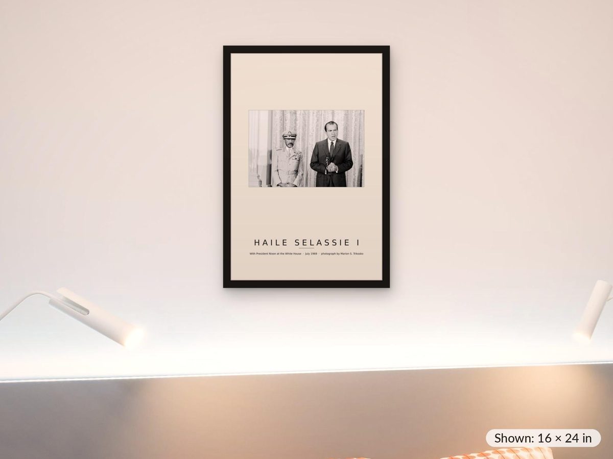 Haile Selassie and Nixon Print, White House 1969 Photograph, Ethiopian Emperor Wall Art, Ethiopia Heritage Gift, Historical Photo