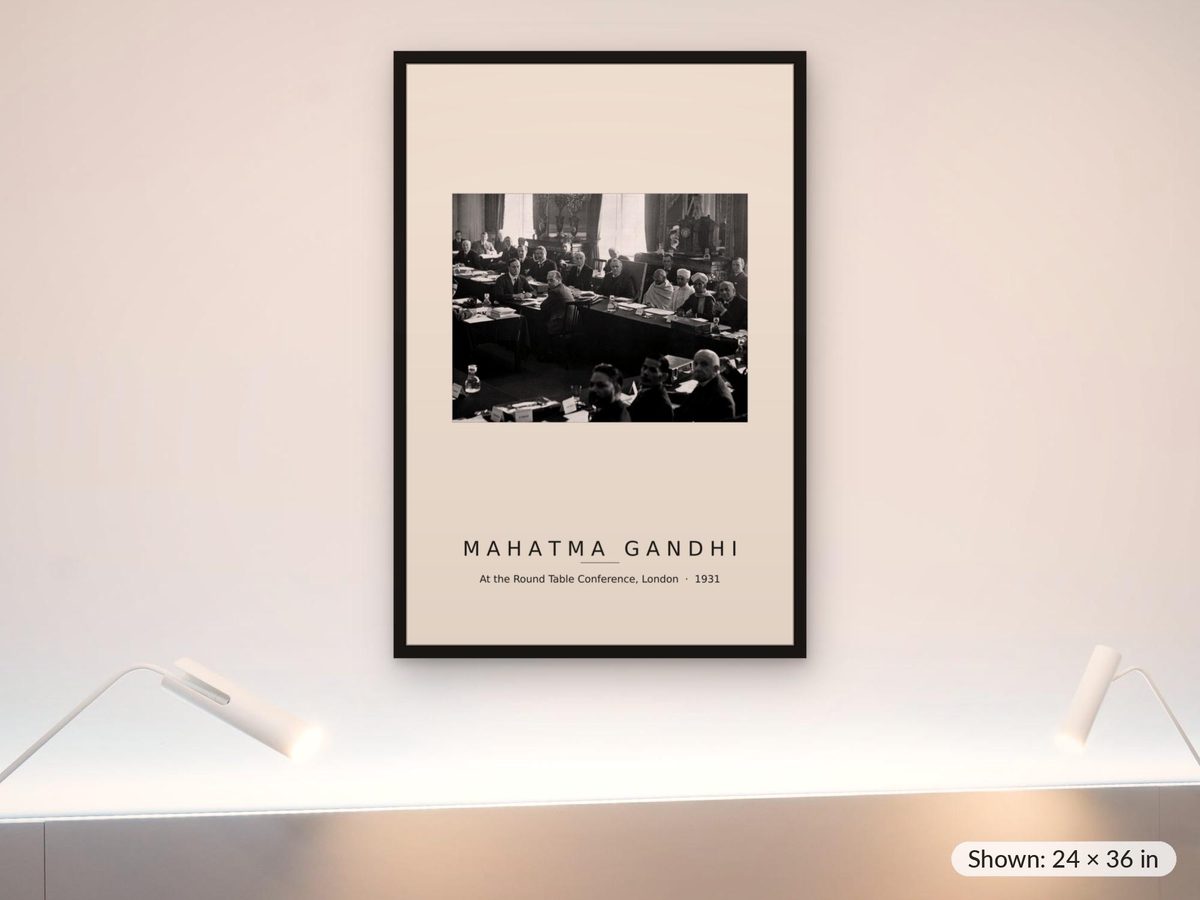 Mahatma Gandhi Print, Round Table Conference London 1931 Photograph, Indian History Wall Art, Gandhi Poster, India Heritage Gift