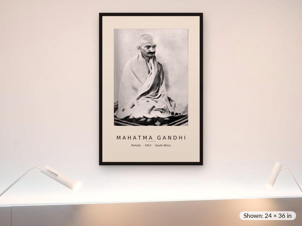 Young Gandhi Portrait Print, Mohandas Gandhi 1913 South Africa Photograph, Indian History Wall Art, Gandhi Poster, India Heritage Gift