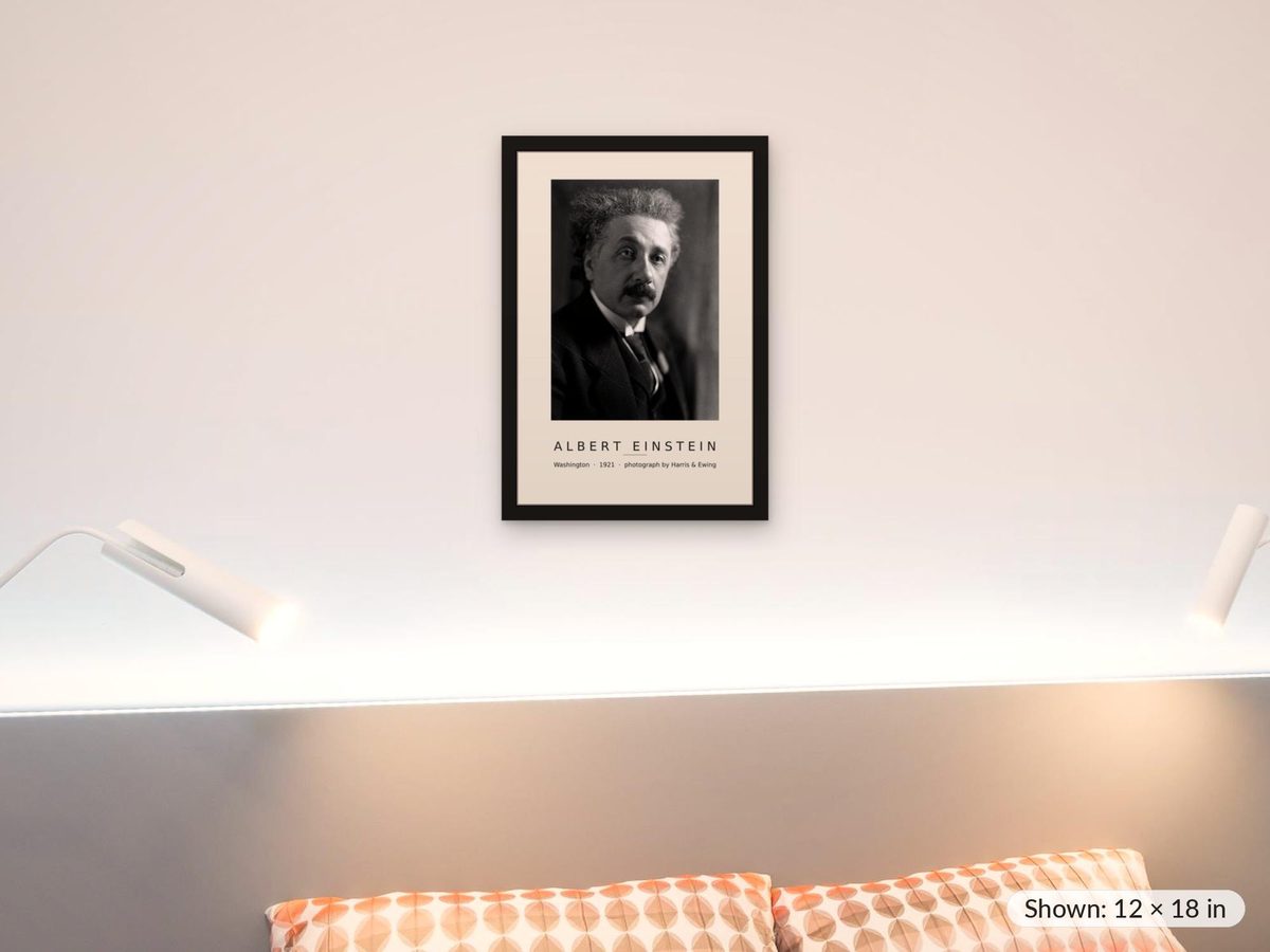 Albert Einstein Portrait Print, 1921 Harris and Ewing Photograph, Physics Wall Art, Science Teacher Gift, Physicist Poster, Study Decor