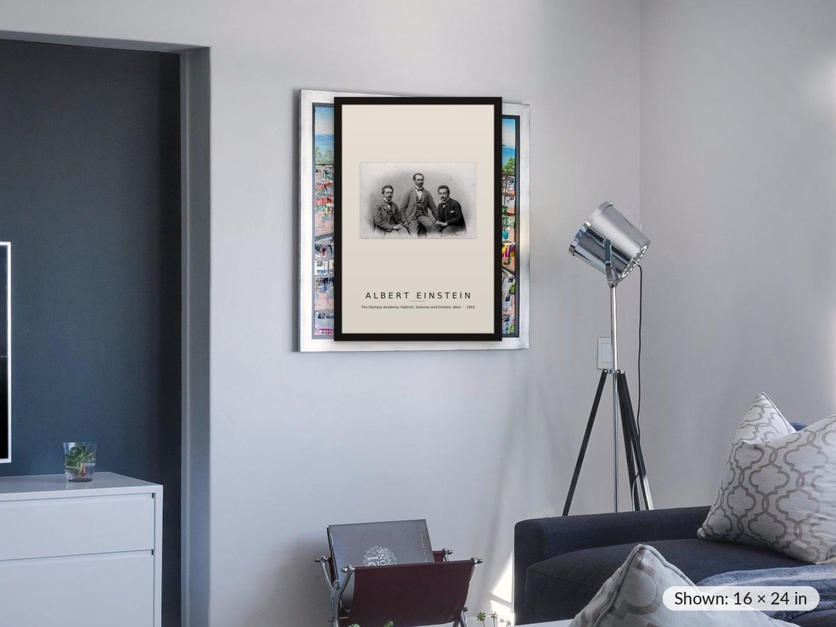Einstein Olympia Academy Print, Bern 1903 Photograph with Habicht and Solovine, Physics Wall Art, Science Teacher Gift, Physicist Poster