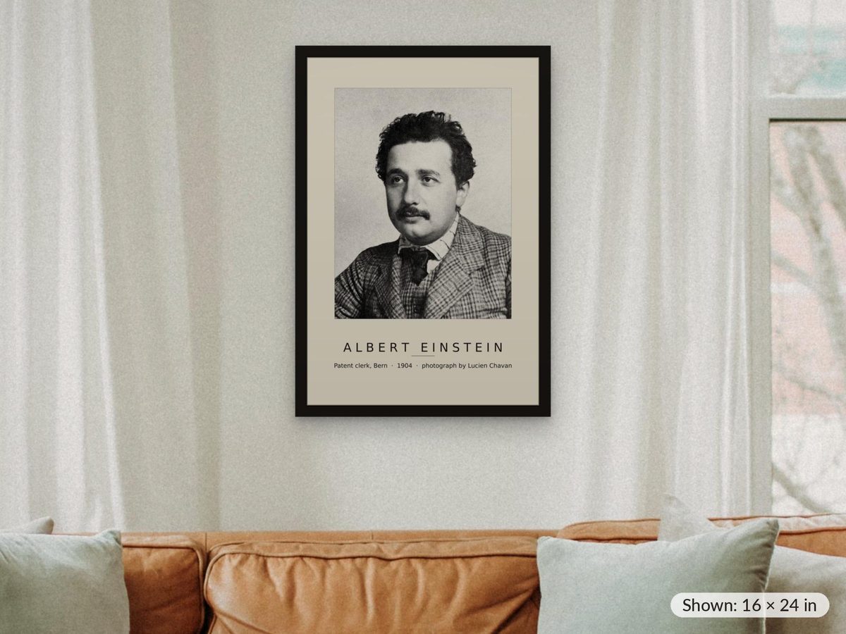 Young Einstein Print, Bern Patent Office 1904 Photograph, Physics Wall Art, Science Teacher Gift, Physicist Poster, Miracle Year