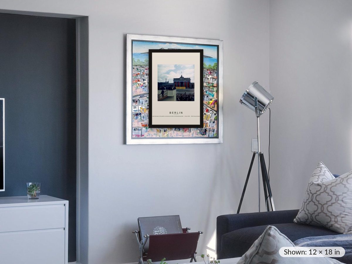Kennedy at the Berlin Wall Print, Brandenburg Gate 26 June 1963 Photograph, Ich bin ein Berliner Poster, Cold War Wall Art, Berlin Gift