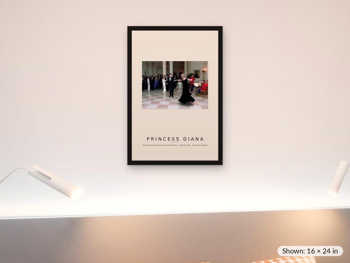 Princess Diana John Travolta Dance Print, White House 9 November 1985 Photograph, Royal Wall Art, Diana Poster, 1980s Gift