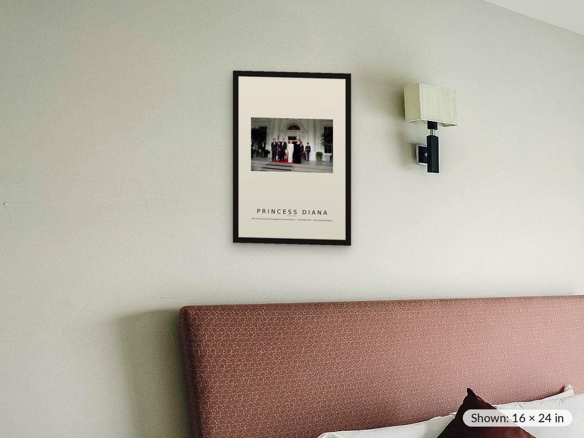Princess Diana North Portico Print, Charles and Diana with the Reagans White House 1985 Photograph, Royal Wall Art, Diana Poster