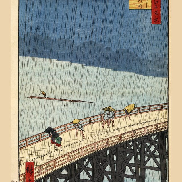 Hiroshige, Sudden Shower over Shin-Ohashi