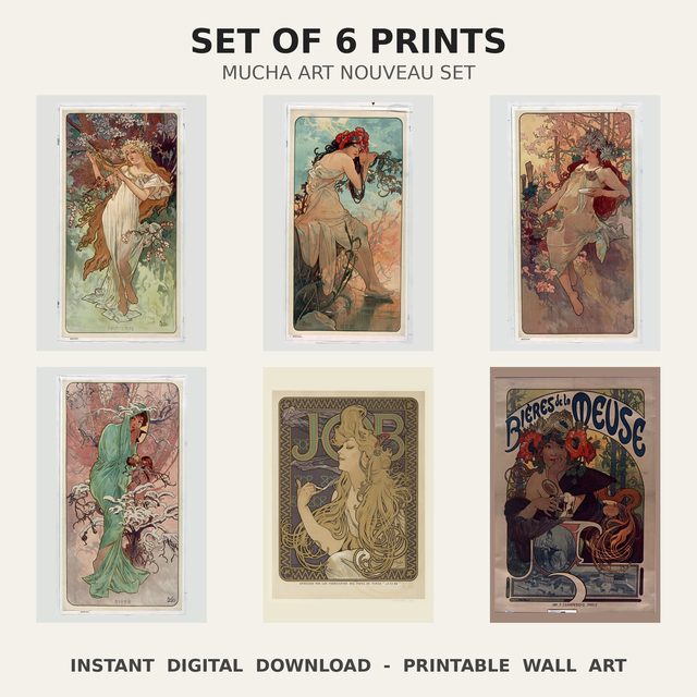 Mucha Art Nouveau Print Set — set preview
